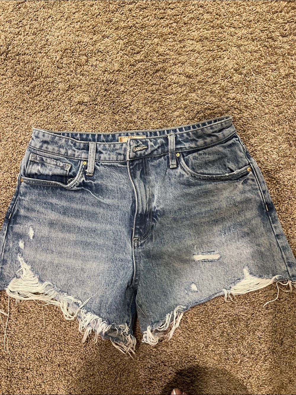 Kut from the Kloth Light Blue Distressed High-Waist Jean Shorts